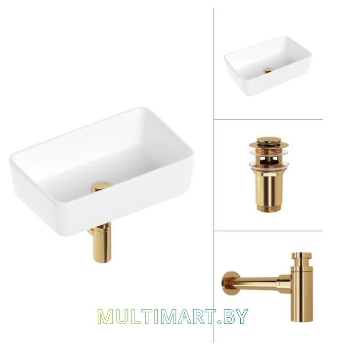 Умывальник Lauter 21674A (клапан 21190G + сифон 21635G, золото)